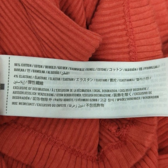 Abercrombie & Fitch Ribbed High Neck Short Sleeves Orange Top - Picture 7 of 8